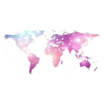 Vector template World map with global technology networking concept. Global Ilustración de archivo
