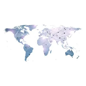 Vector template World map with global technology networking concept. Global Ilustración de archivo