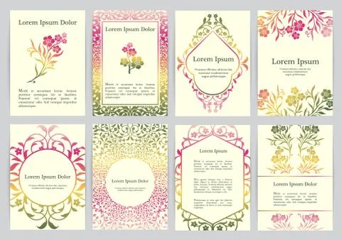 Vector templates for A4 with florals Illustrazione stock