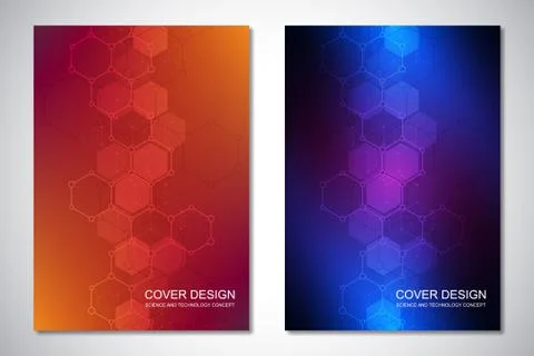 Vector templates for cover or brochure, with hexagons pattern. Hi-tech Stock Illustration
