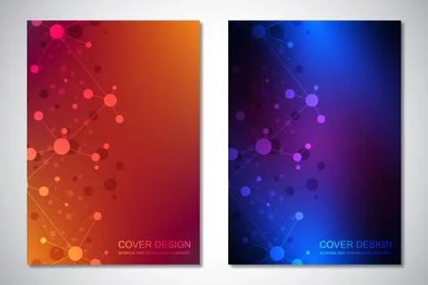 Vector templates for cover or brochure, with molecules background and neural Stock Illustration