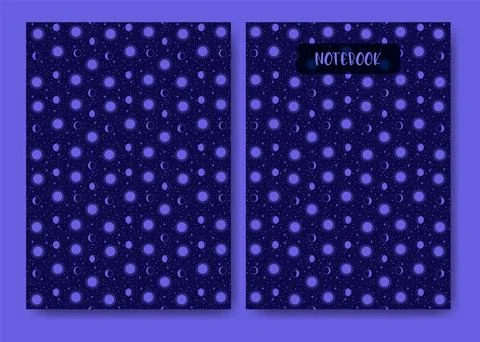 Vector templates with heavenly elements design notepad planner. Notebook cover Stock Illustration