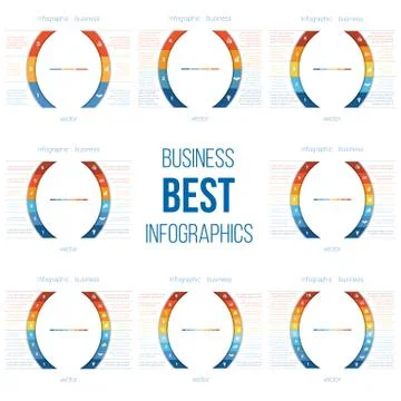 Vector Templates Infographic 3,4,5,6,7,8,9,10 Position.  Colorful Semicircles Stock Illustration