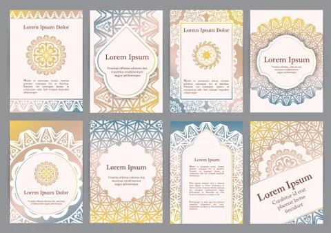 Vector templates with mandala. Stock Illustration
