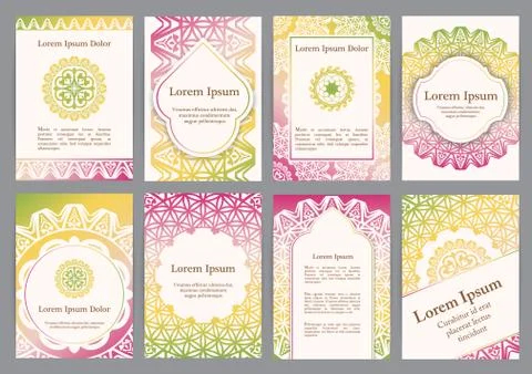 Vector templates with mandala. Stock Illustration