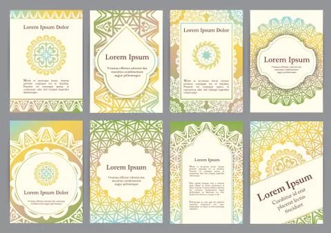 Vector templates with mandala. Stock Illustration