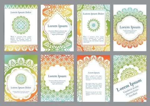 Vector templates with mandala. Stock Illustration