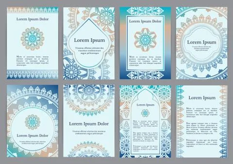 Vector templates with mandala. Stock Illustration