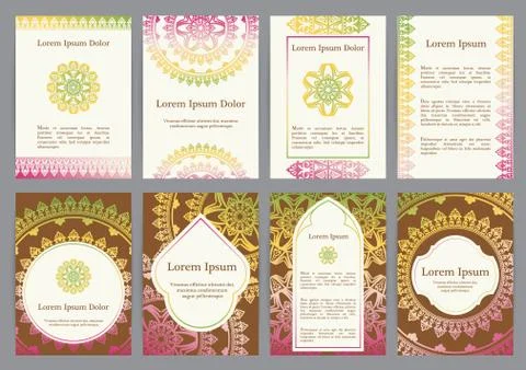 Vector templates with mandala. Stock Illustration
