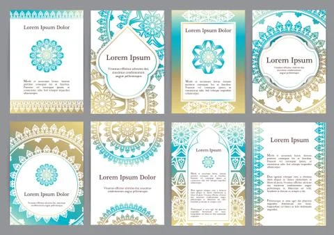 Vector templates with mandala. Stock Illustration