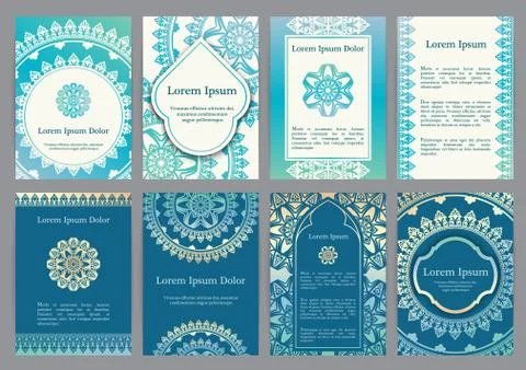 Vector templates with mandala. Stock Illustration