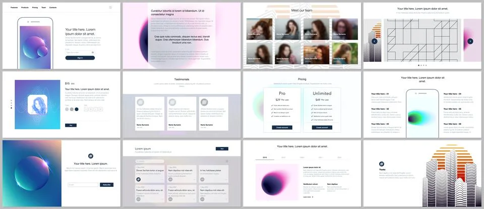Vector templates for website design, minimal presentations, portfolio with Illustrazione stock