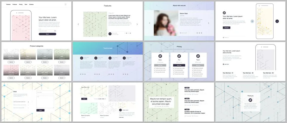 Vector templates for website design, minimal presentations, portfolio. UI, UX Stock Illustration