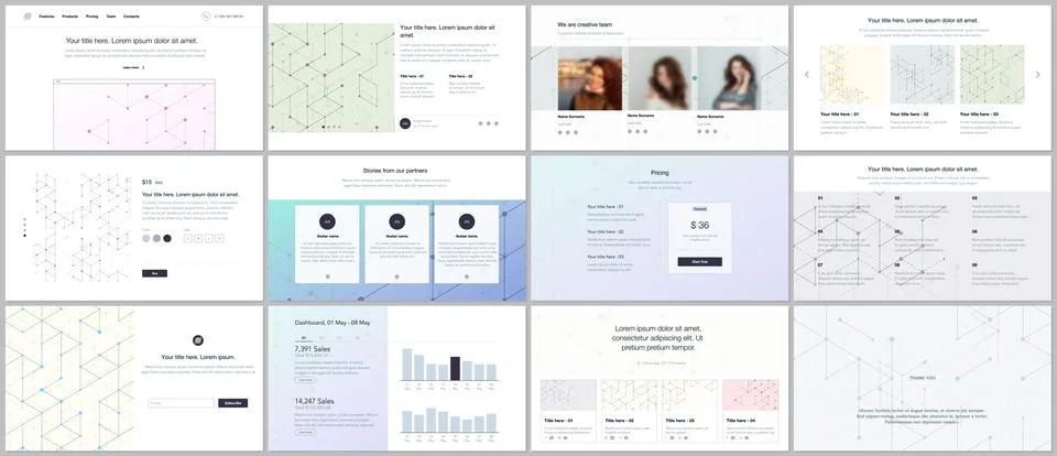 Vector templates for website design, minimal presentations, portfolio. UI, UX Illustrazione stock