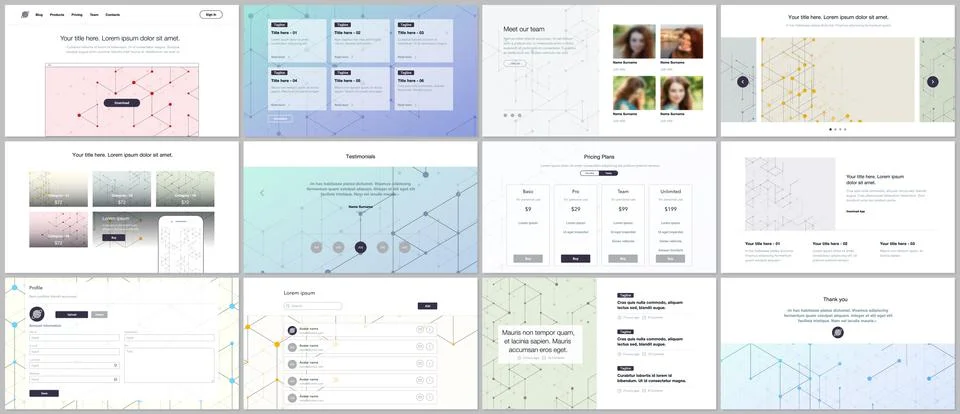 Vector templates for website design, minimal presentations, portfolio. UI, UX Stock Illustration