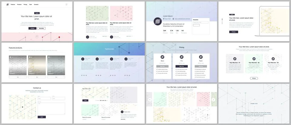 Vector templates for website design, minimal presentations, portfolio. UI, UX Stock Illustration