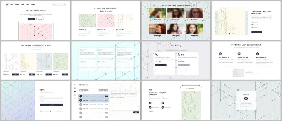 Vector templates for website design, minimal presentations, portfolio. UI, UX Stock Illustration