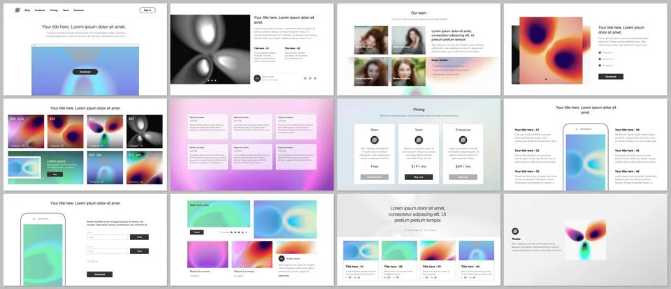 Vector templates for website design, presentations, portfolio. Templates for Illustrazione stock