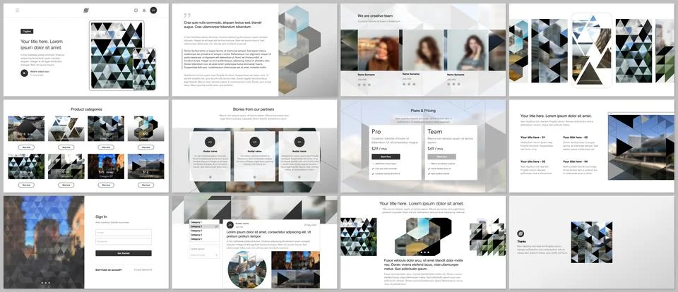 Vector templates for website design, presentations, portfolio. Templates with Illustrazione stock