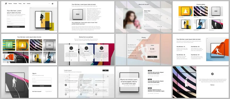 Vector templates for website design, presentations, portfolio. Templates for Illustrazione stock
