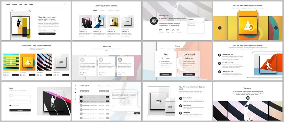 Vector templates for website design, presentations, portfolio. Templates for Illustrazione stock