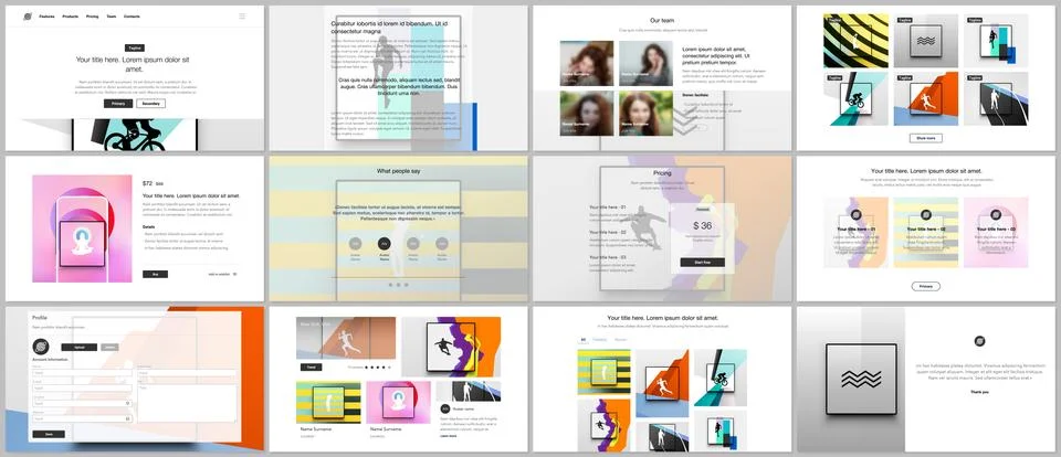 Vector templates for website design, presentations, portfolio. Templates for Illustrazione stock