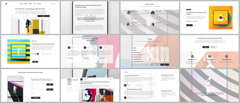 Vector templates for website design, presentations, portfolio. Templates for Illustrazione stock
