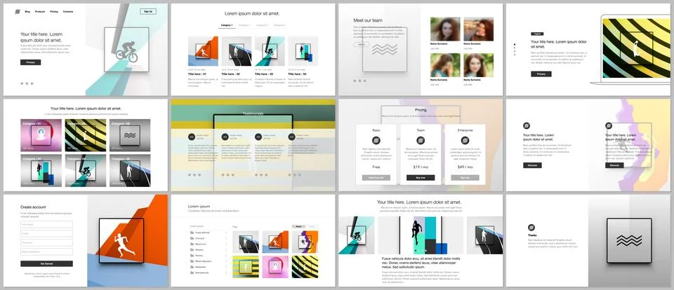 Vector templates for website design, presentations, portfolio. Templates for Illustrazione stock
