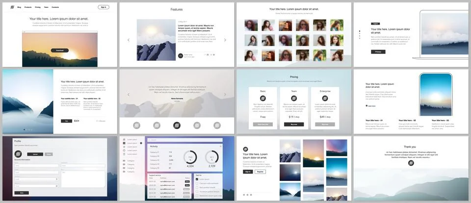 Vector templates for website design, presentations, portfolio, presentation Illustrazione stock