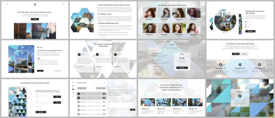 Vector templates for website design, presentations, portfolio. Templates with Illustrazione stock