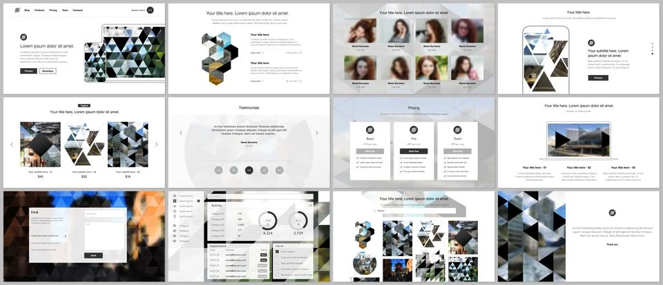 Vector templates for website design, presentations, portfolio. Templates with Stock Illustration