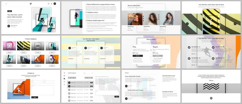 Vector templates for website design, presentations, portfolio. Templates for Illustrazione stock
