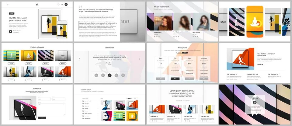 Vector templates for website design, presentations, portfolio. Templates for Illustrazione stock
