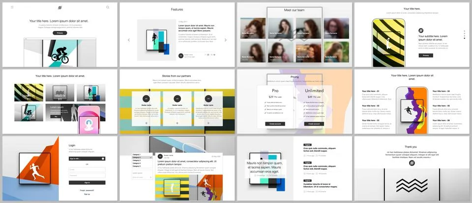 Vector templates for website design, presentations, portfolio. Templates for Illustrazione stock