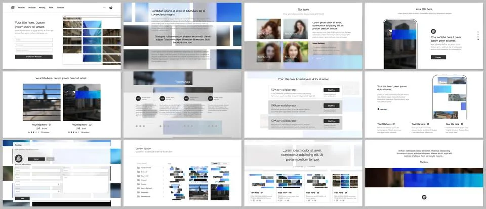 Vector templates for website design, presentations, portfolio. Templates for Illustrazione stock