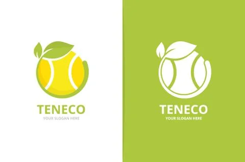 Vector tennis and leaf logo combination. Game and plant symbol or icon. Unique Stock Illustration