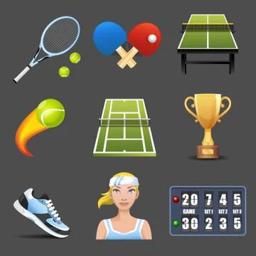 Vector tennis icon set Stock-Illustration