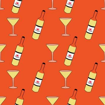 Vector tequila design seamless pattern Stock Illustration