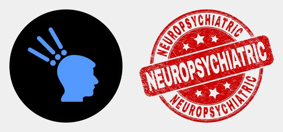 Vector Test Head Icon and Distress Neuropsychiatric Watermark Ilustración de archivo
