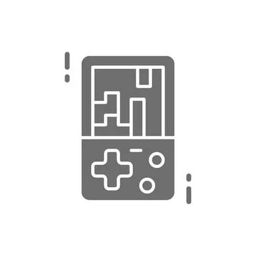 Vector tetris, electronic brick game grey icon. Stock Illustration