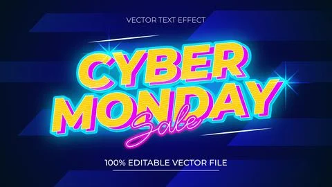 Vector text effect cyber Monday with modern background Stock Illustration