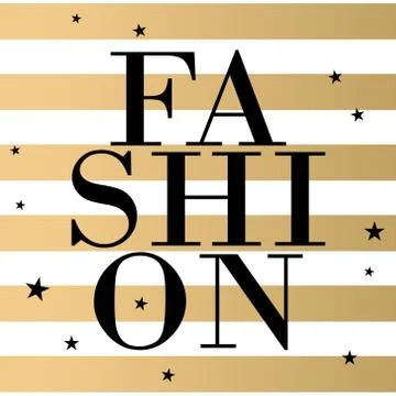 Vector text Fashion with gold stripes Text Design Stock Illustration