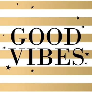 Vector text Good Vibes with stripes design Stock Illustration