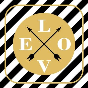 Vector text Love and black stripes gold Stock Illustration