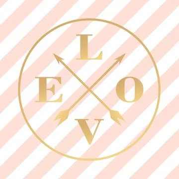 Vector text Love and black stripes pink and gold Stock Illustration
