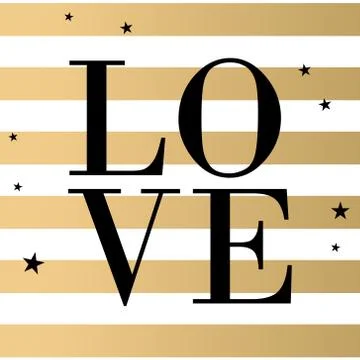 Vector text Love with gold and black stripes Stock Illustration