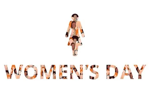 Vector text March 8, International Womens Day Stock Illustration