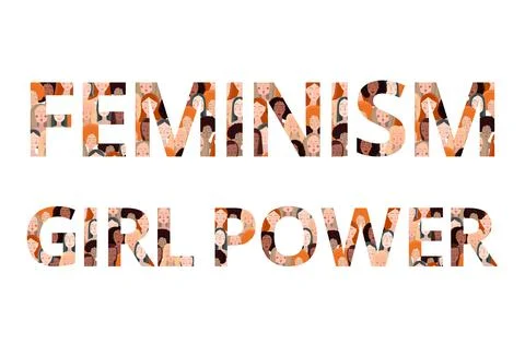 Vector Text set Girl power and Feminism Ilustración de archivo