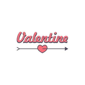 Vector text valentine with heart and arrow Stock Illustration