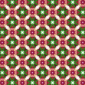 Vector textile abstract pattern in shades of red and green Stock Illustration